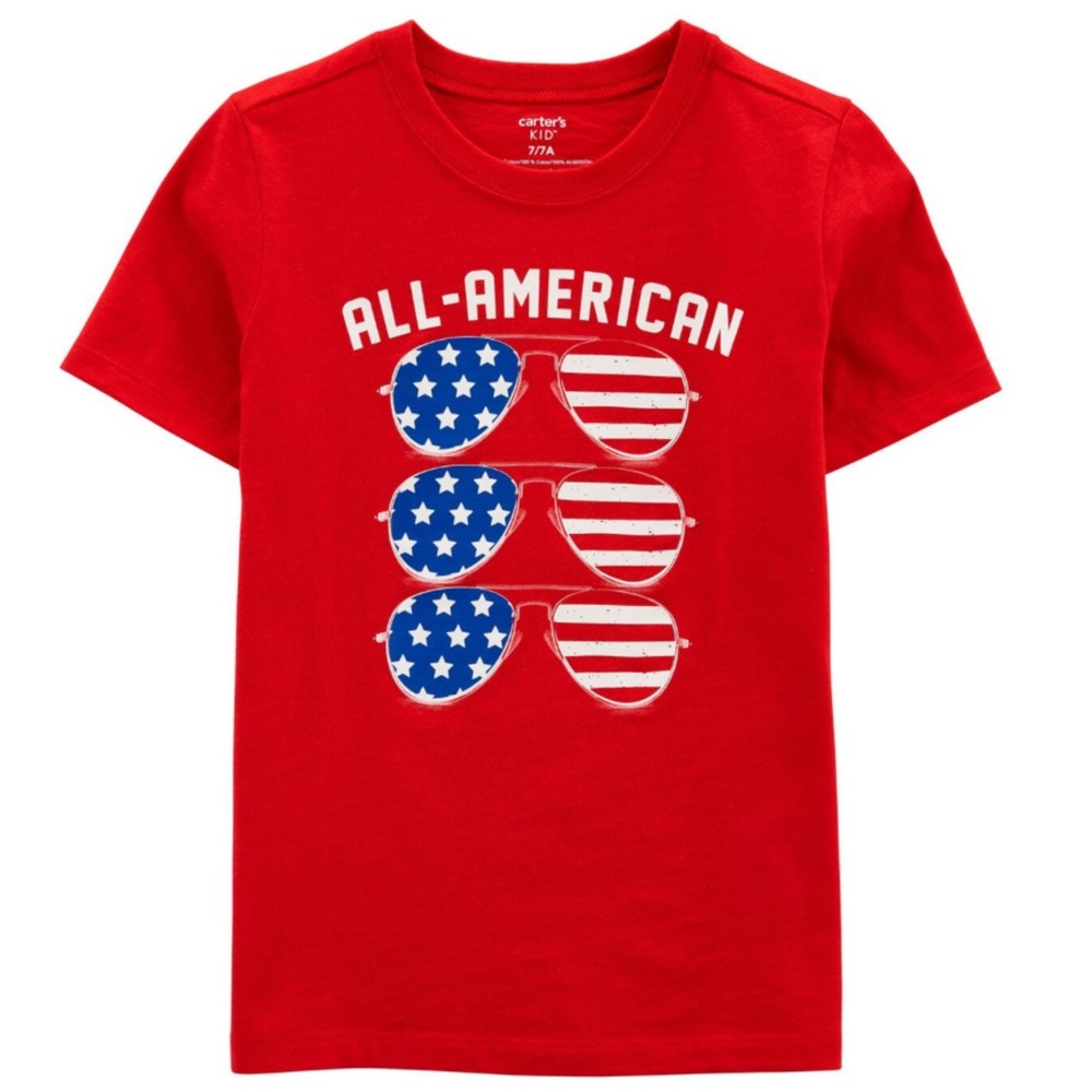 Carter’s Kids All American Flag Sunglasses July Fourth Tee Shirt